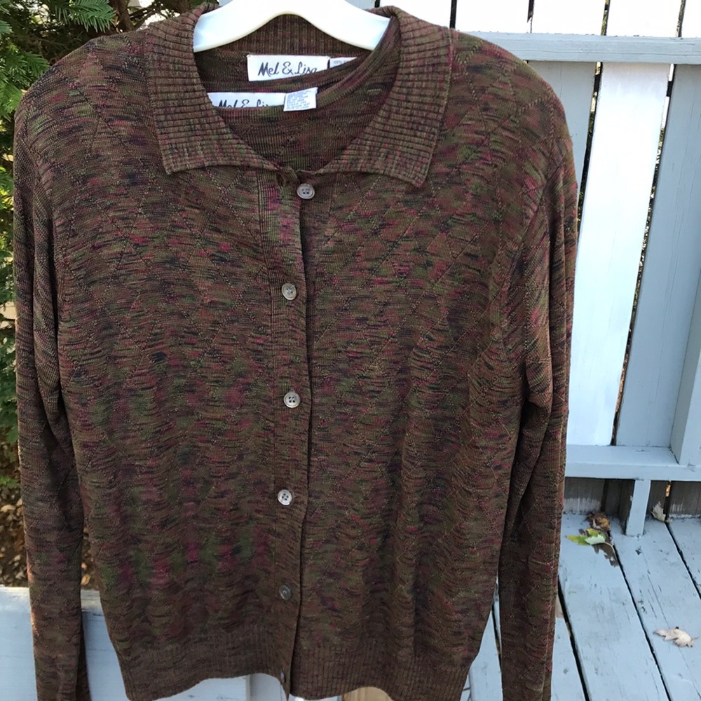 Mel and Melissa 2- Piece Brown and Green Sweaters Set 100% Pure Silk